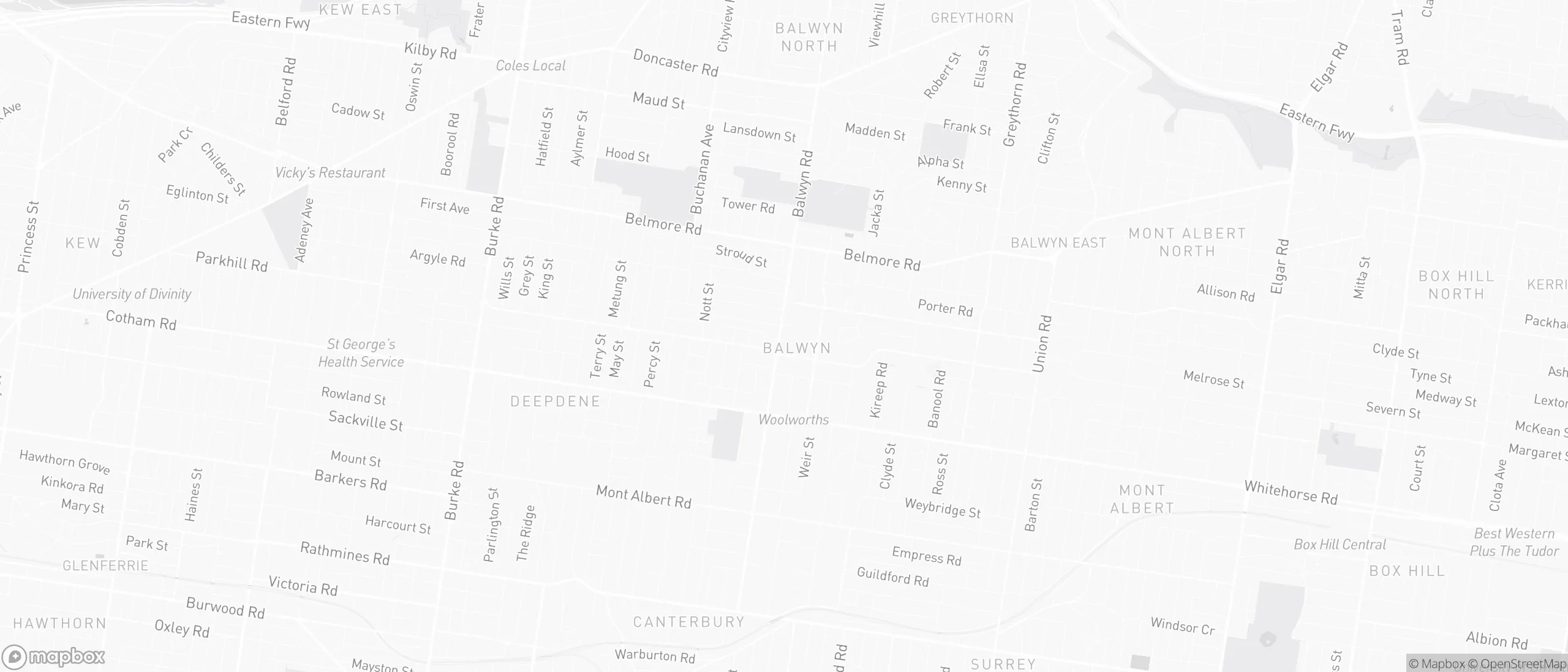 Map of Balwyn and surrounds